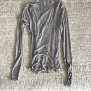 Abercrombie & Fitch Light Gray Ribbed Long Sleeve Top